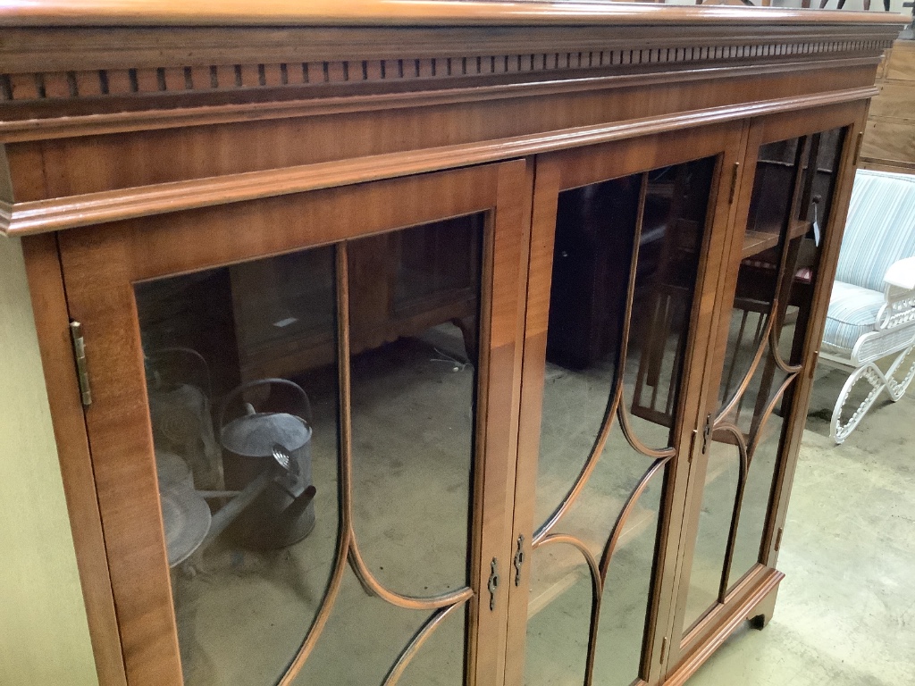 A George III mahogany bureau cabinet, length 111cm, depth 58cm, height 217cm